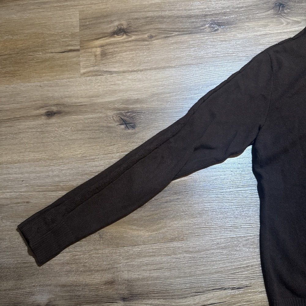 Ralph Lauren Golf Women's LARGE 100% Cashmere Full Zip Sweater Brown Cable Knit - Picture 13 of 14